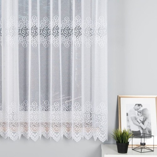 VIOLETTA Firanka żakardowa ze wzorem pasowym, wysokość 170cm, kolor biały
