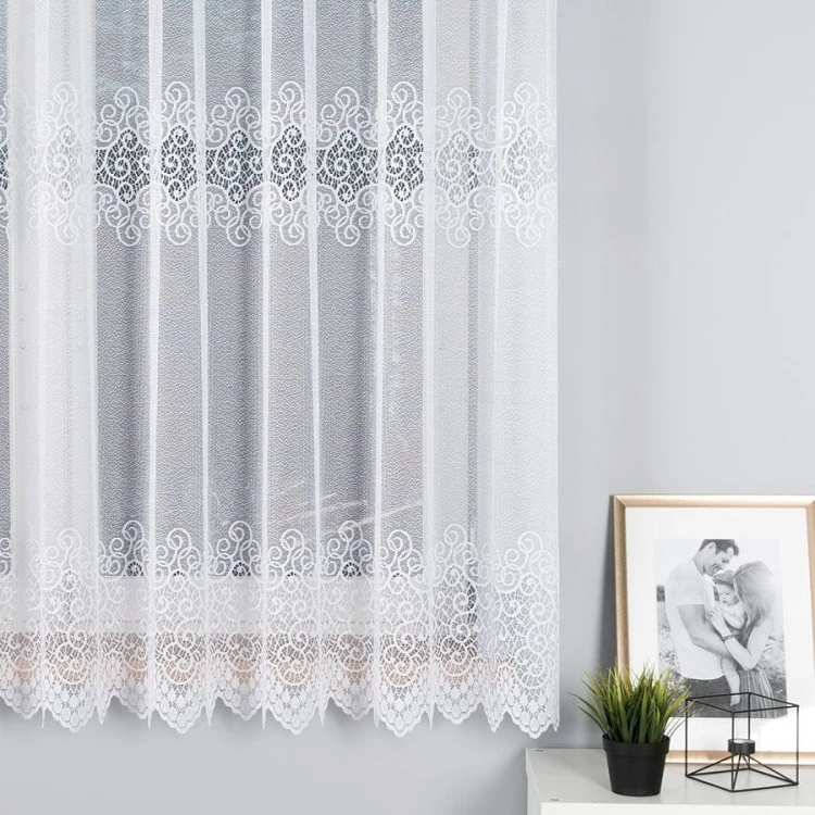 VIOLETTA Firanka żakardowa ze wzorem pasowym, wysokość 170cm, kolor biały