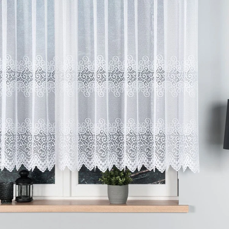 VIOLETTA Firanka żakardowa ze wzorem pasowym, wysokość 140cm, kolor biały