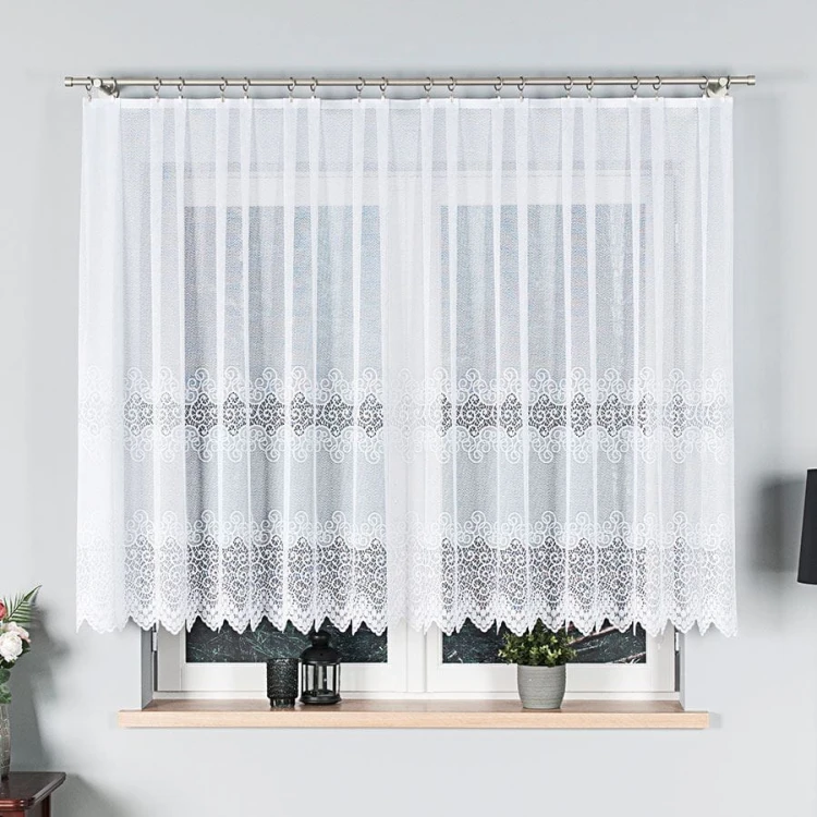 VIOLETTA Firanka żakardowa ze wzorem pasowym, wysokość 140cm, kolor biały