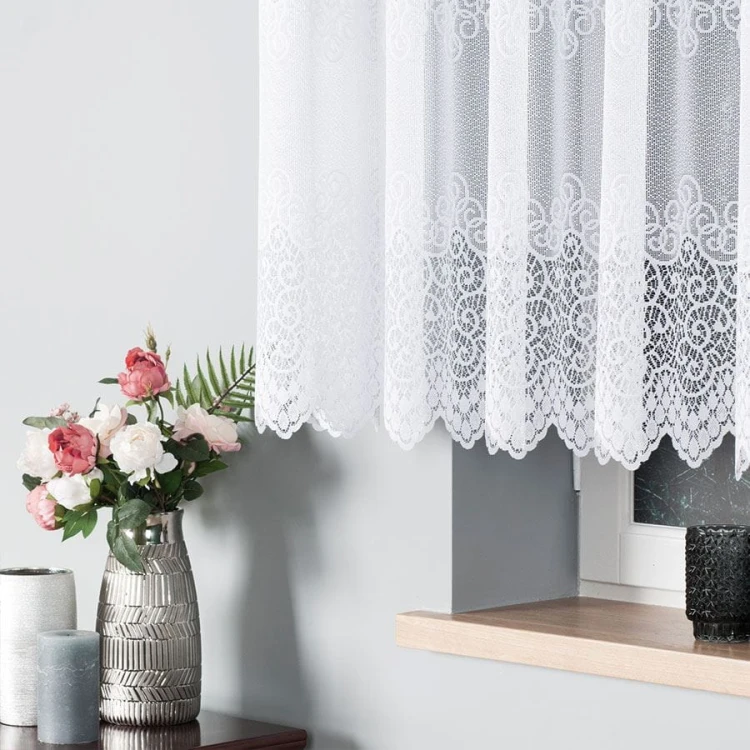 VIOLETTA Firanka żakardowa ze wzorem pasowym, wysokość 140cm, kolor biały