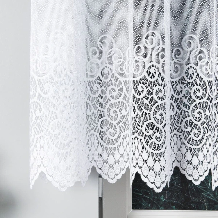 VIOLETTA Firanka żakardowa ze wzorem pasowym, wysokość 140cm, kolor biały