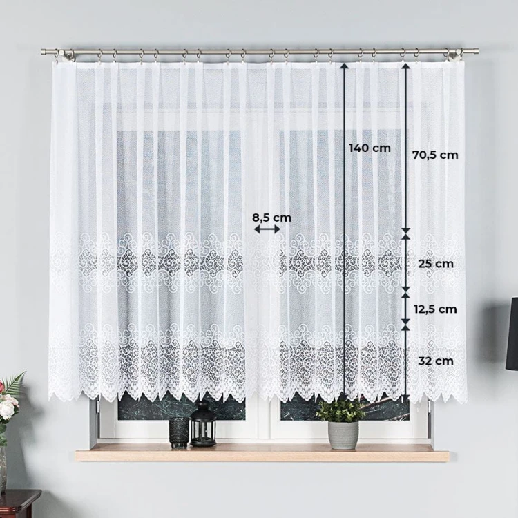 VIOLETTA Firanka żakardowa ze wzorem pasowym, wysokość 140cm, kolor biały