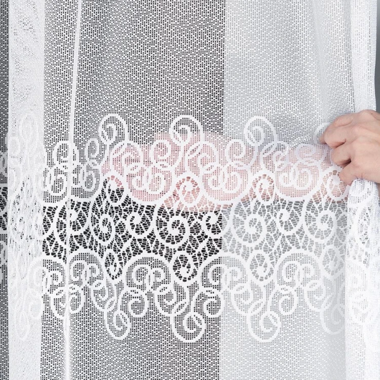 VIOLETTA Firanka żakardowa ze wzorem pasowym, wysokość 270cm, kolor biały