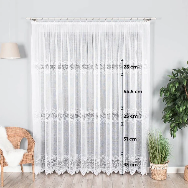 VIOLETTA Firanka żakardowa ze wzorem pasowym, wysokość 250cm, kolor biały
