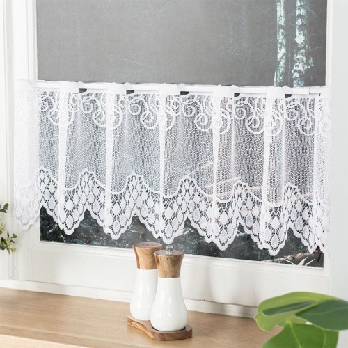 VIOLETTA Zazdrostka żakardowa ze wzorem pasowym, wysokość 30cm, kolor biały