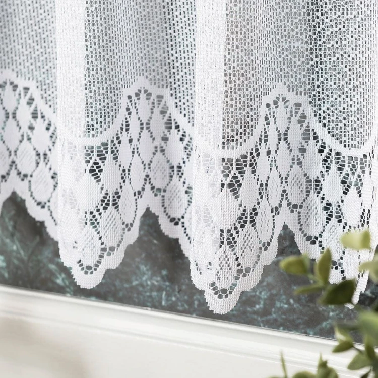 VIOLETTA Zazdrostka żakardowa ze wzorem pasowym, wysokość 30cm, kolor biały