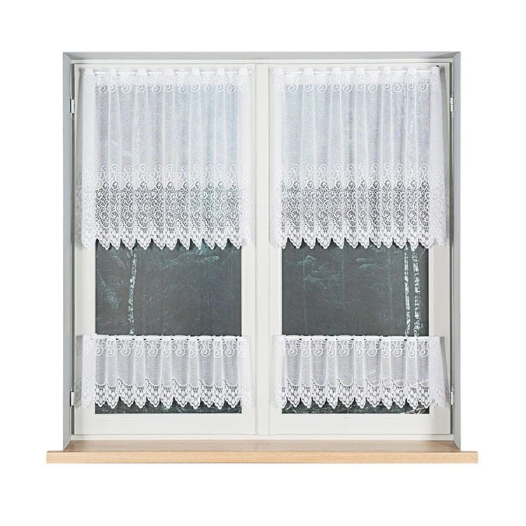 VIOLETTA Zazdrostka żakardowa ze wzorem pasowym, wysokość 30cm, kolor biały