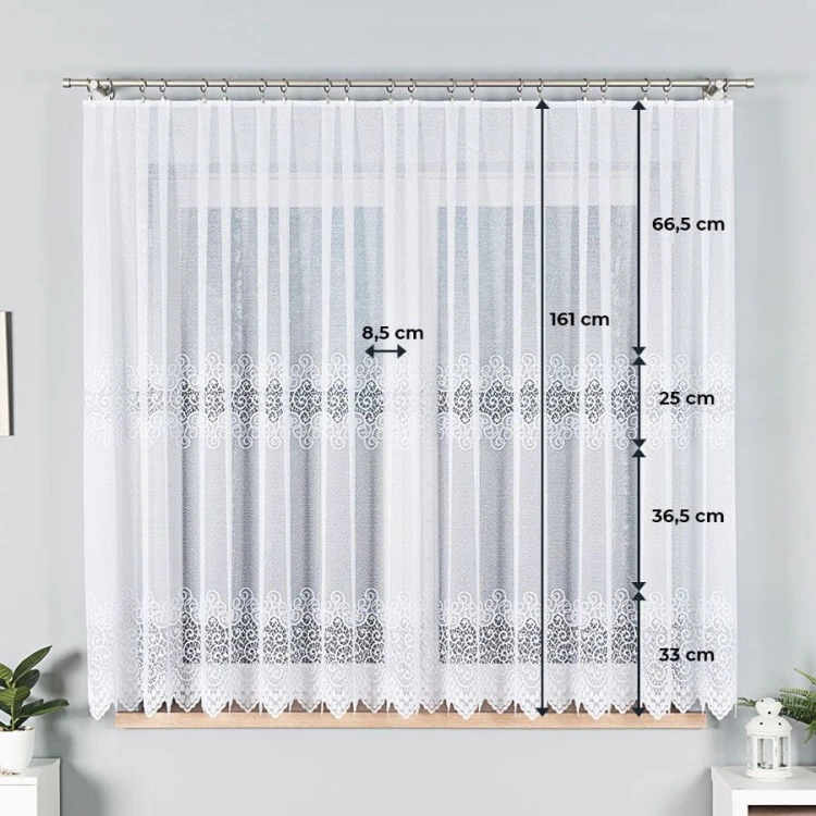 VIOLETTA Firanka żakardowa ze wzorem pasowym, wysokość 160cm, kolor biały