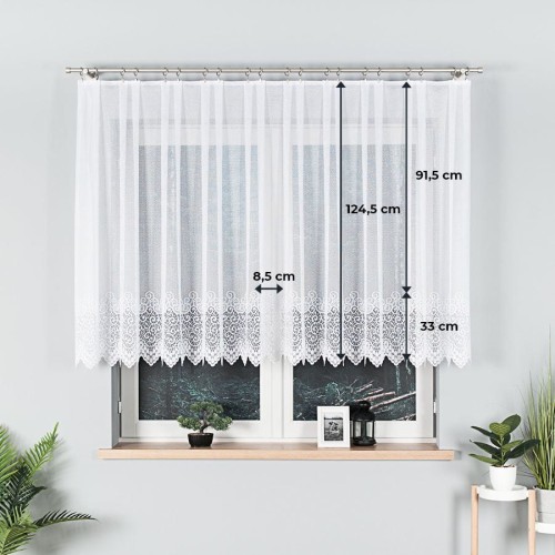 VIOLETTA Firanka żakardowa ze wzorem pasowym, wysokość 130cm, kolor biały
