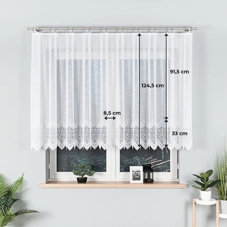 VIOLETTA Firanka żakardowa ze wzorem pasowym, wysokość 130cm, kolor biały