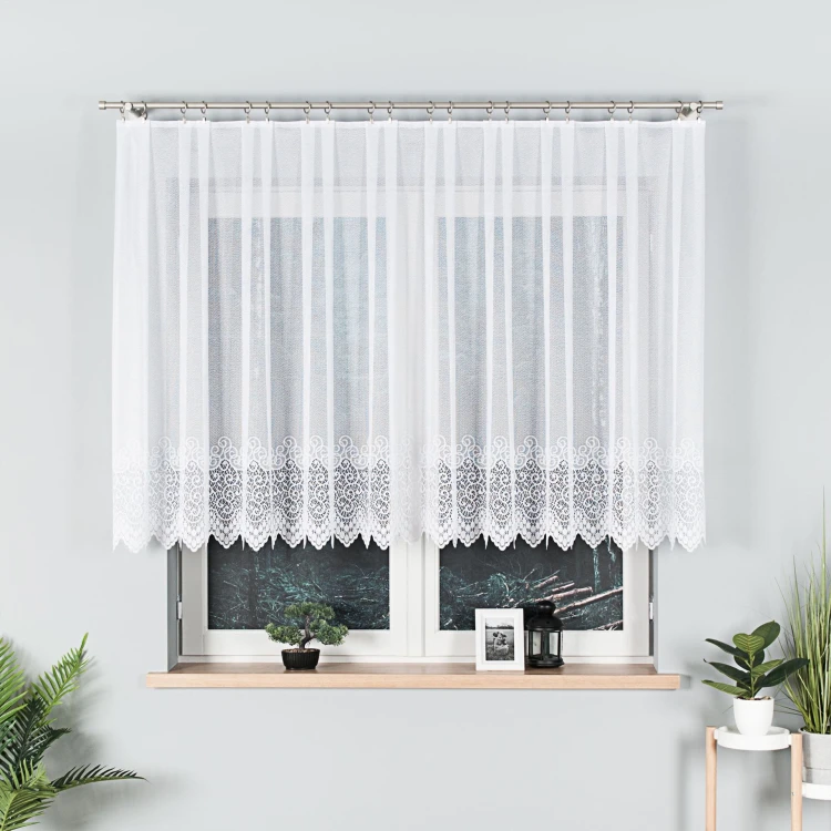 VIOLETTA Firanka żakardowa ze wzorem pasowym, wysokość 130cm, kolor biały