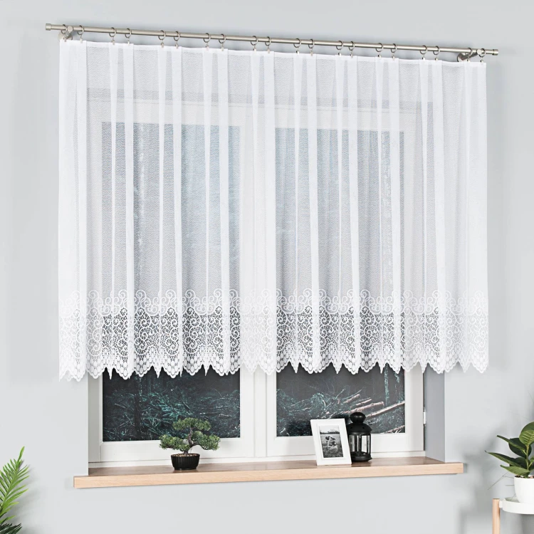 VIOLETTA Firanka żakardowa ze wzorem pasowym, wysokość 130cm, kolor biały