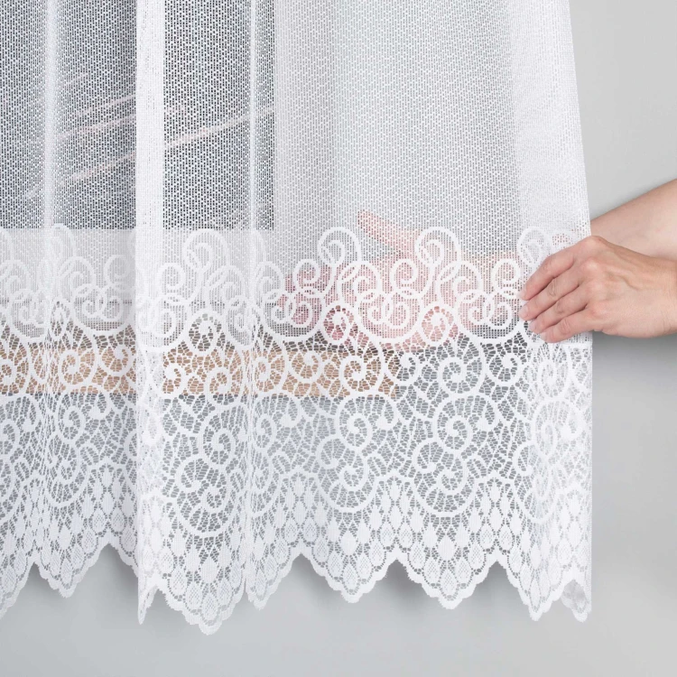 VIOLETTA Firanka żakardowa ze wzorem pasowym, wysokość 130cm, kolor biały