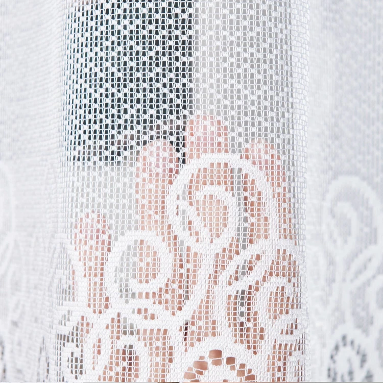 VIOLETTA Firanka żakardowa ze wzorem pasowym, wysokość 130cm, kolor biały