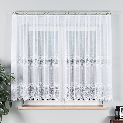 VIOLETTA Firanka żakardowa ze wzorem pasowym, wysokość 150cm, kolor biały