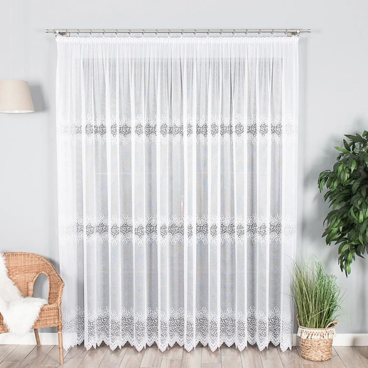 VIOLETTA Firanka żakardowa ze wzorem pasowym, wysokość 200cm, kolor biały