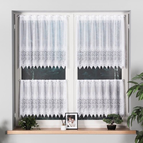 VIOLETTA Zazdrostka żakardowa ze wzorem pasowym, wysokość 70cm, kolor biały