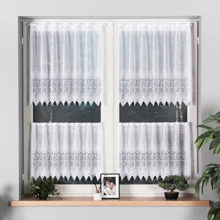 VIOLETTA Zazdrostka żakardowa ze wzorem pasowym, wysokość 70cm, kolor biały