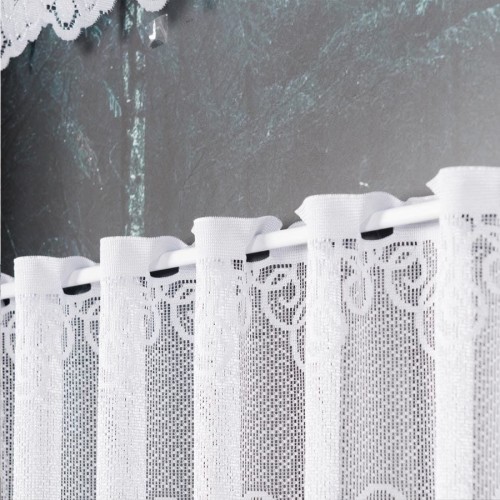 VIOLETTA Zazdrostka żakardowa ze wzorem pasowym, wysokość 70cm, kolor biały