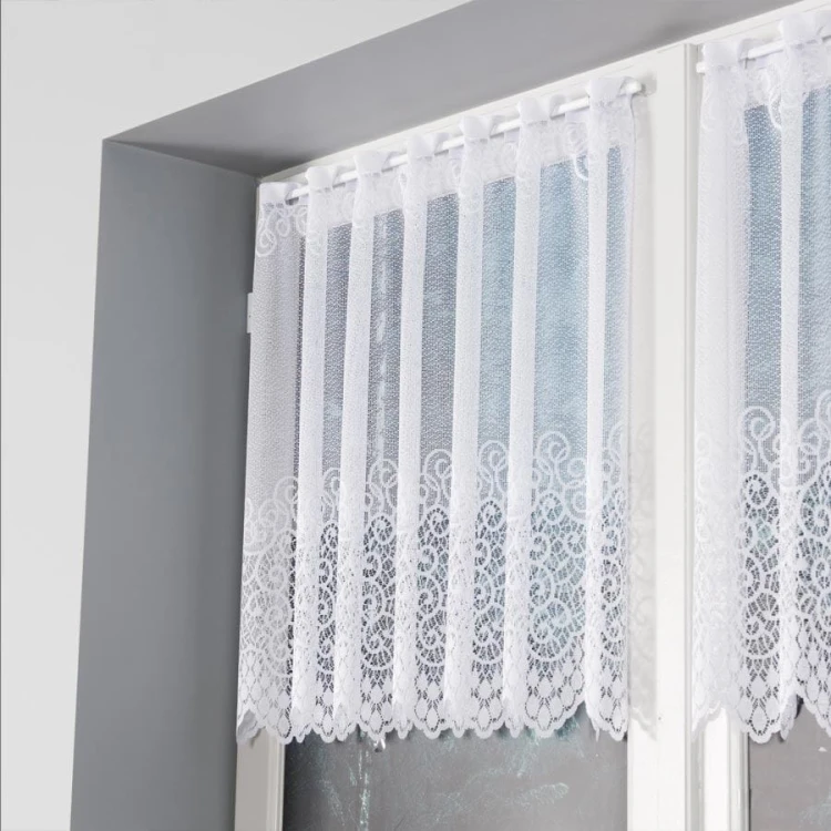 VIOLETTA Zazdrostka żakardowa ze wzorem pasowym, wysokość 70cm, kolor biały