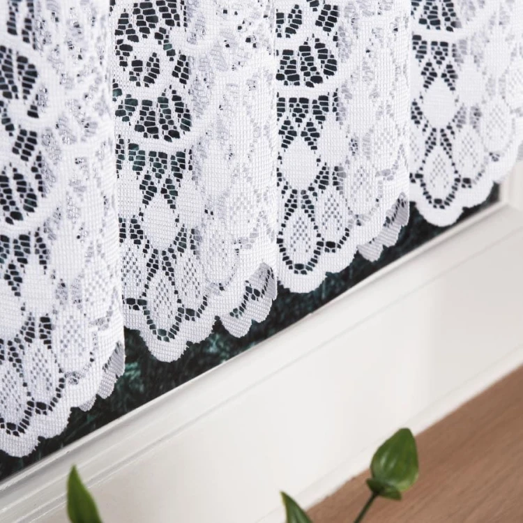 VIOLETTA Zazdrostka żakardowa ze wzorem pasowym, wysokość 70cm, kolor biały