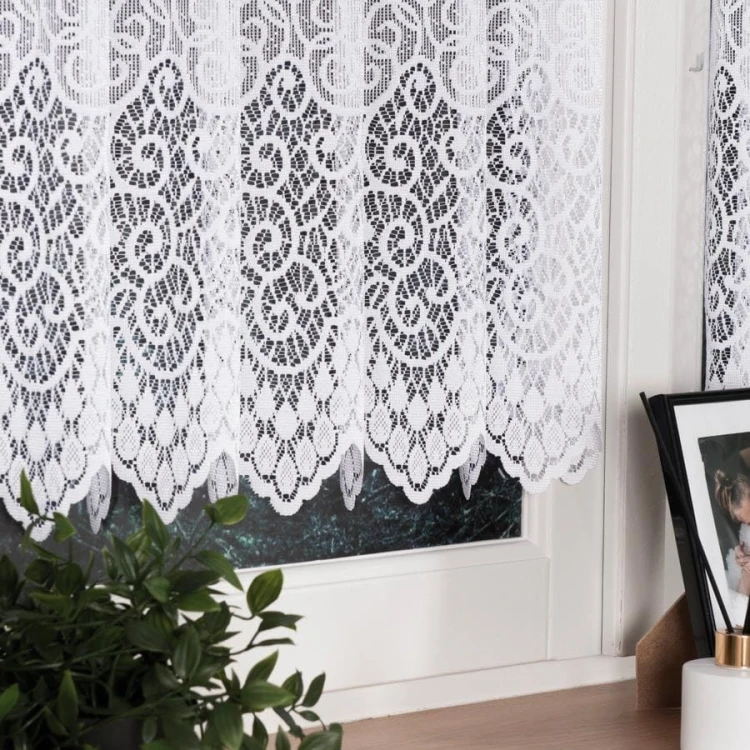 VIOLETTA Zazdrostka żakardowa ze wzorem pasowym, wysokość 50cm, kolor biały