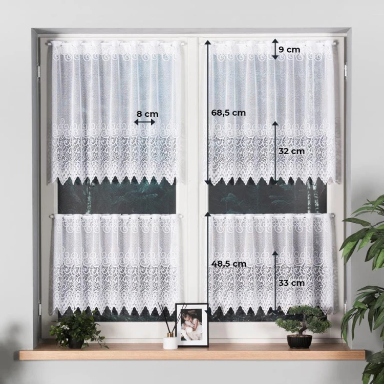 VIOLETTA Zazdrostka żakardowa ze wzorem pasowym, wysokość 50cm, kolor biały