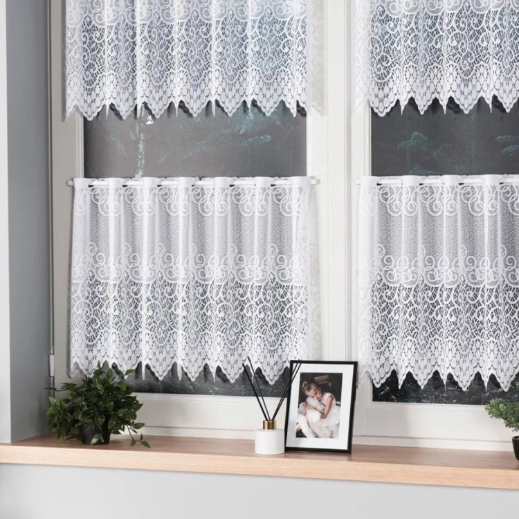 VIOLETTA Zazdrostka żakardowa ze wzorem pasowym, wysokość 50cm, kolor biały