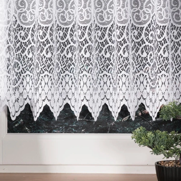 VIOLETTA Zazdrostka żakardowa ze wzorem pasowym, wysokość 50cm, kolor biały