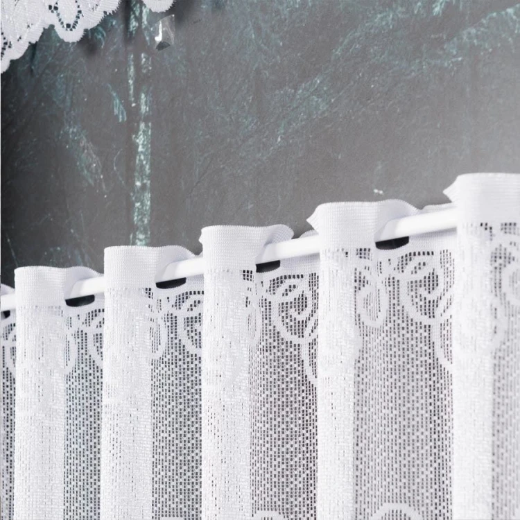 VIOLETTA Zazdrostka żakardowa ze wzorem pasowym, wysokość 50cm, kolor biały