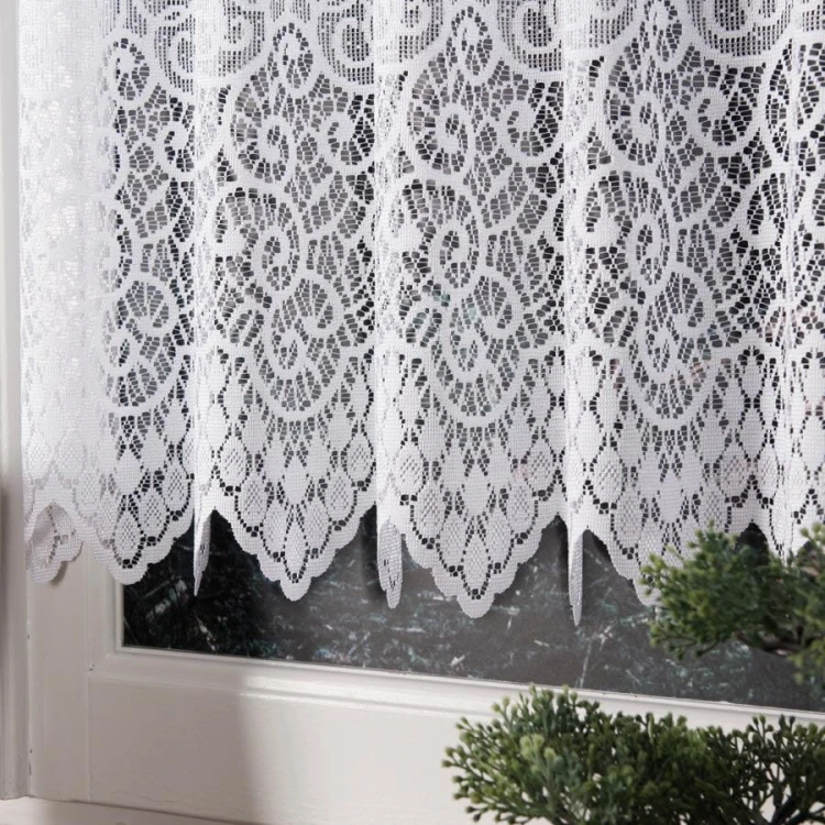 VIOLETTA Zazdrostka żakardowa ze wzorem pasowym, wysokość 50cm, kolor biały