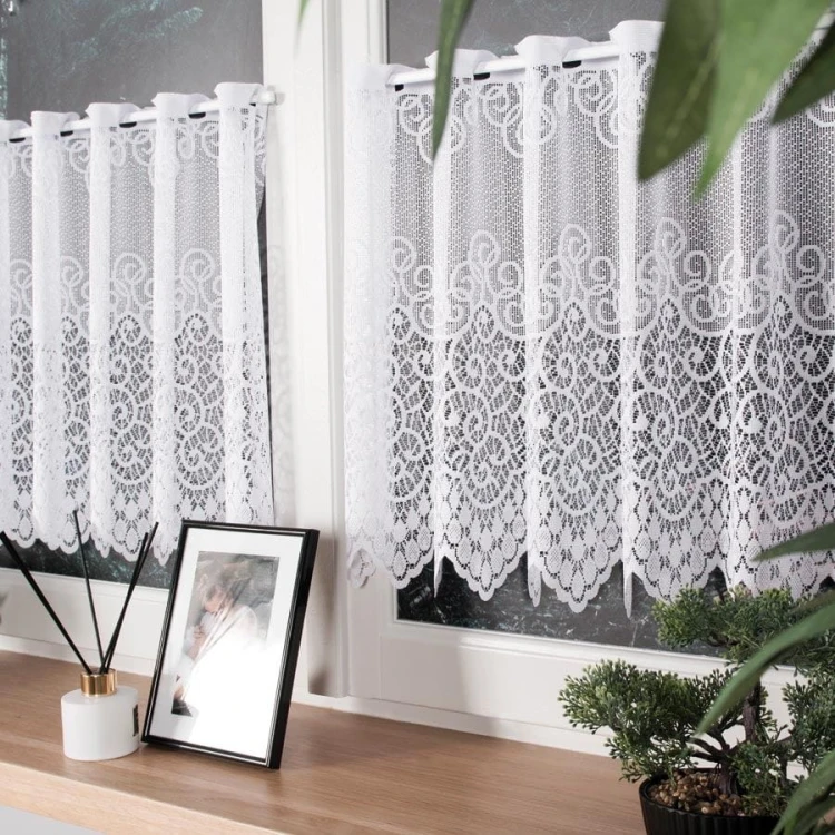 VIOLETTA Zazdrostka żakardowa ze wzorem pasowym, wysokość 50cm, kolor biały