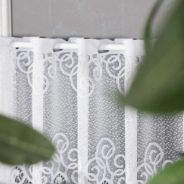 VIOLETTA Zazdrostka żakardowa ze wzorem pasowym, wysokość 50cm, kolor biały