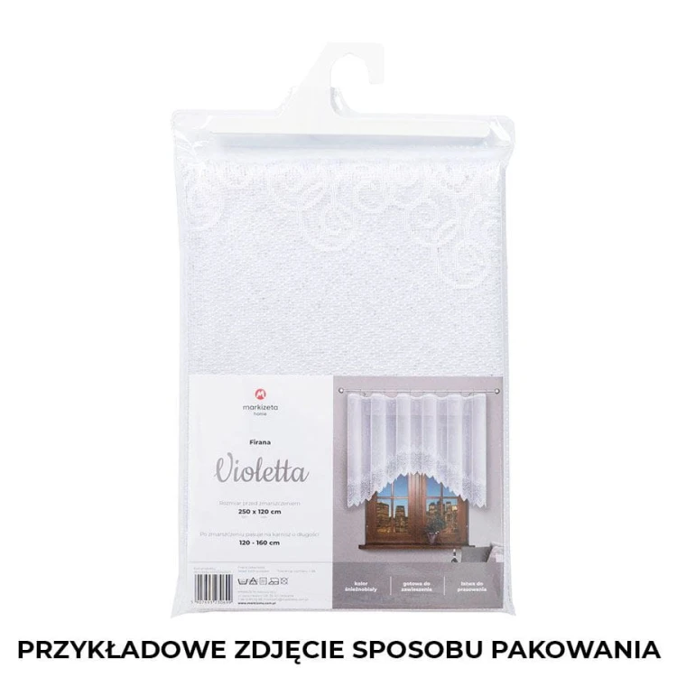 VIOLETTA Firanka żakardowa gotowa, szerokość 300 x wysokość 160cm, kolor biały