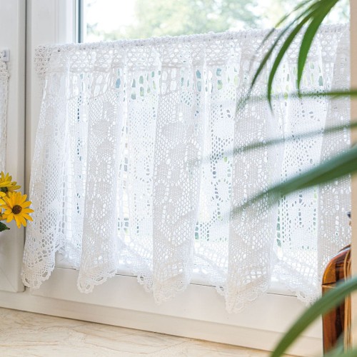 INESS Zazdrostka gotowa ażurowa, szerokość 150 x wysokość 40cm, kolor biały