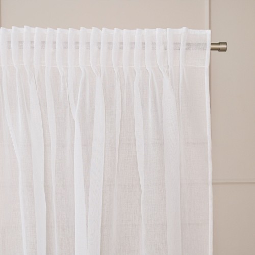 PERŁA Firanka gotowa, haftowana w kwiaty 3D z perłą, na taśmie, na etaminie, szerokość 140 x wysokość 250cm, kolor  biały