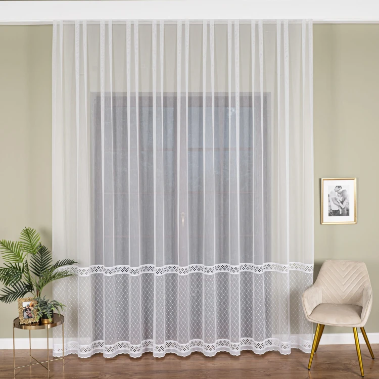 Firanka haftowana po całości, wysokość 285cm, kolor 001 biały FH0019/768/001/000285/1