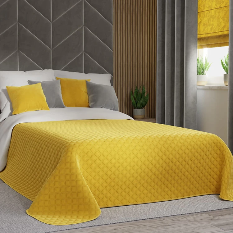 VELVI Narzuta dekoracyjna, rozmiar 220x240cm, kolor żółty
