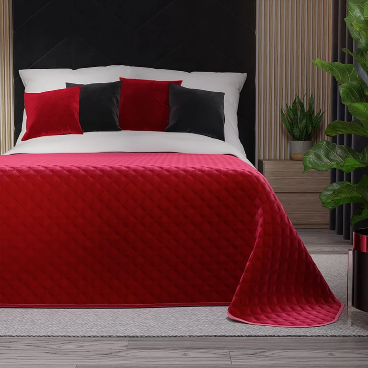 VELVI Narzuta dekoracyjna, rozmiar 220x240cm, kolor czerwony