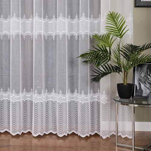 Firanka haftowana pasowa, wysokość 300cm, kolor 001 biały FH0045/768/001/000300/1