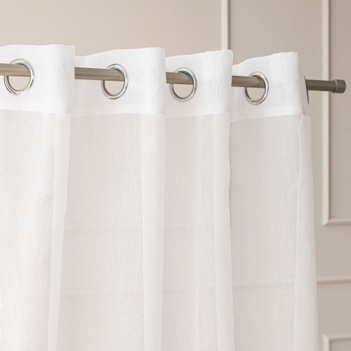 PERŁA Firanka gotowa, haftowana w kwiaty 3D z perłą, na srebrnych przelotkach, na etaminie, szerokość 140 x wysokość 250cm, kolor biały