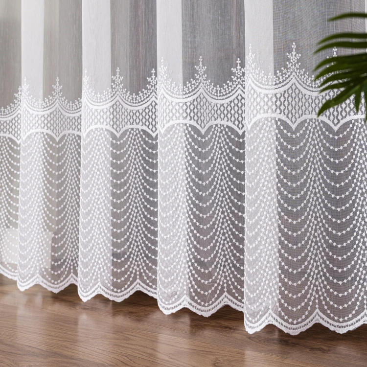 Firanka haftowana pasowa, wysokość 300cm, kolor 001 biały FH0045/768/001/000300/1