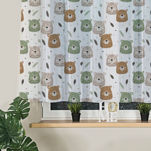 MIŁE MISIE Firanka z ołowianką WOAL, wysokość 145m, kolor beżowo zielony