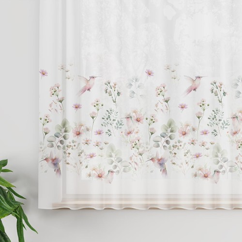 POLINA Firanka z ołowianką WOAL, wysokość 157cm, kolor różowy