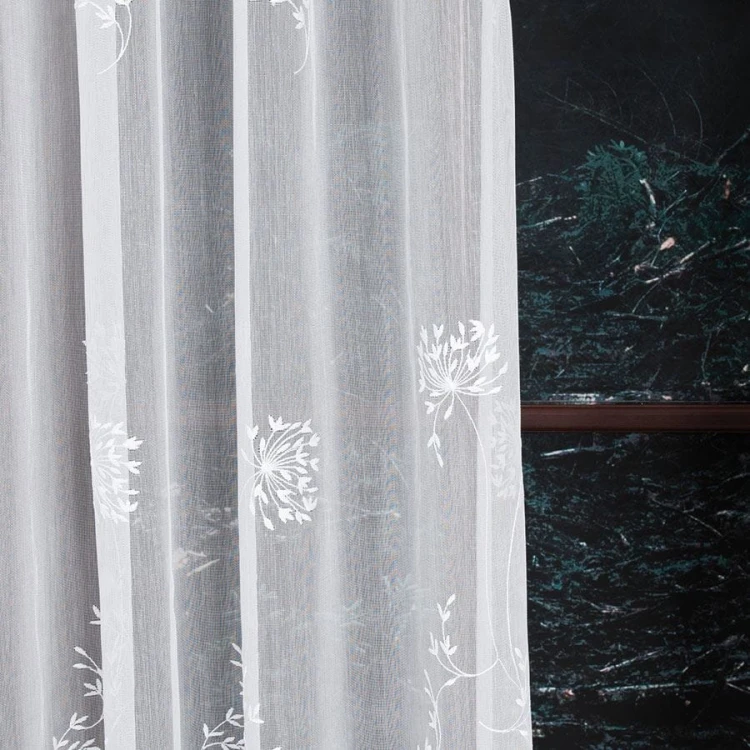 Firanka haftowana ze wzorem pasowym, wysokość 280cm, kolor 001 biały 053801/464/001/000280/1