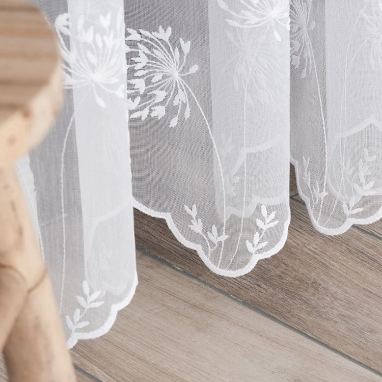 Firanka haftowana ze wzorem pasowym, wysokość 280cm, kolor 001 biały 053801/464/001/000280/1