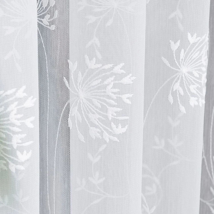Firanka haftowana ze wzorem pasowym, wysokość 280cm, kolor 001 biały 053801/464/001/000280/1