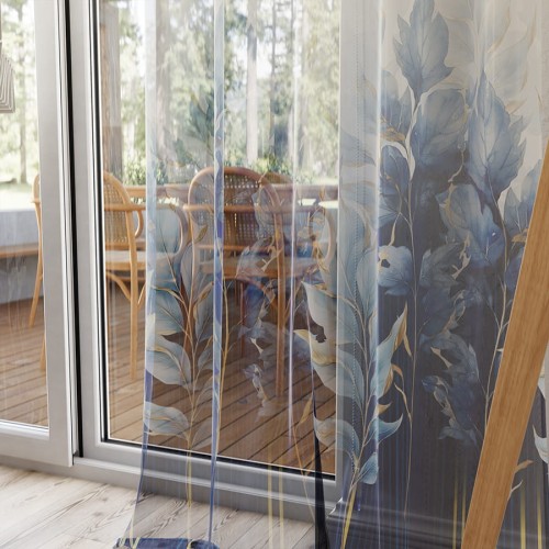 INDIGO Firanka z ołowianką WOAL wzór od dołu, wysokość 315cm