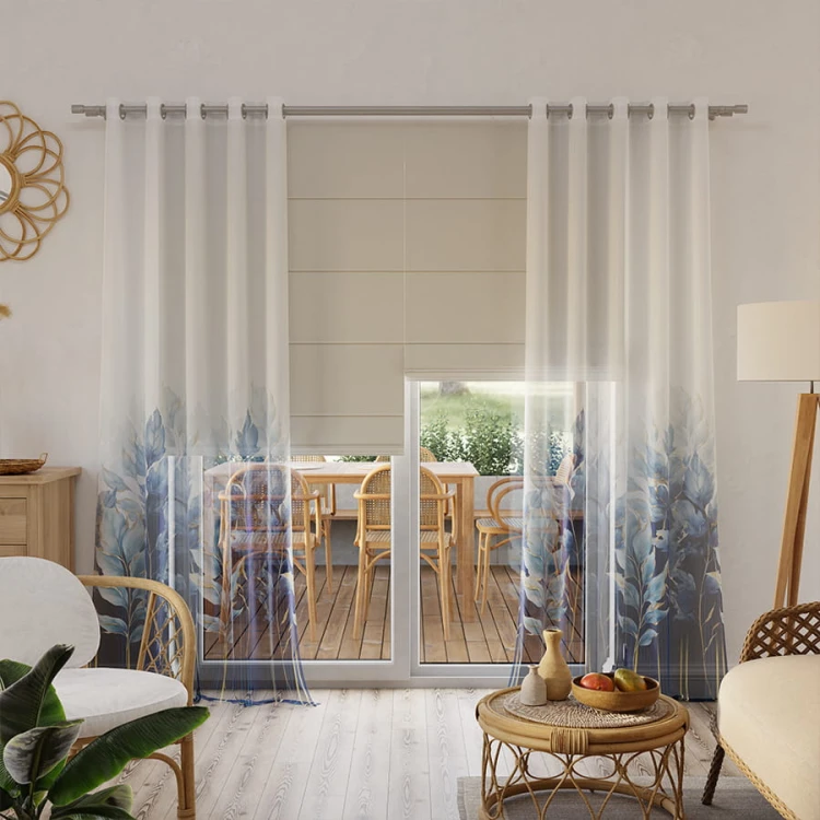 INDIGO Firanka z ołowianką WOAL wzór od dołu, wysokość 315cm